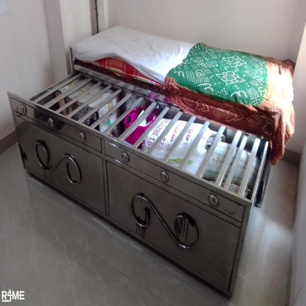 Solid wood diwan with storage stainless steel diwan with storage and back support for weak people