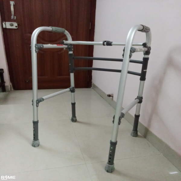 3 SEATER SOFA  6 SEATER WOODEN DINING TABLE AND ALUMINIUM FOLDABLE WALKER FOR HANDICAPPED AND OLD PEOPLE