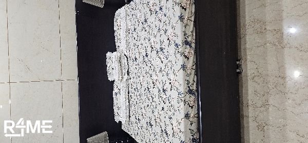 Double Bed with Mattress and side tables and lamps on rent