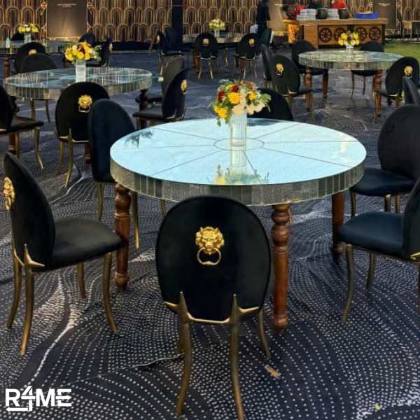 Mirror Round Table (5ft) on rent