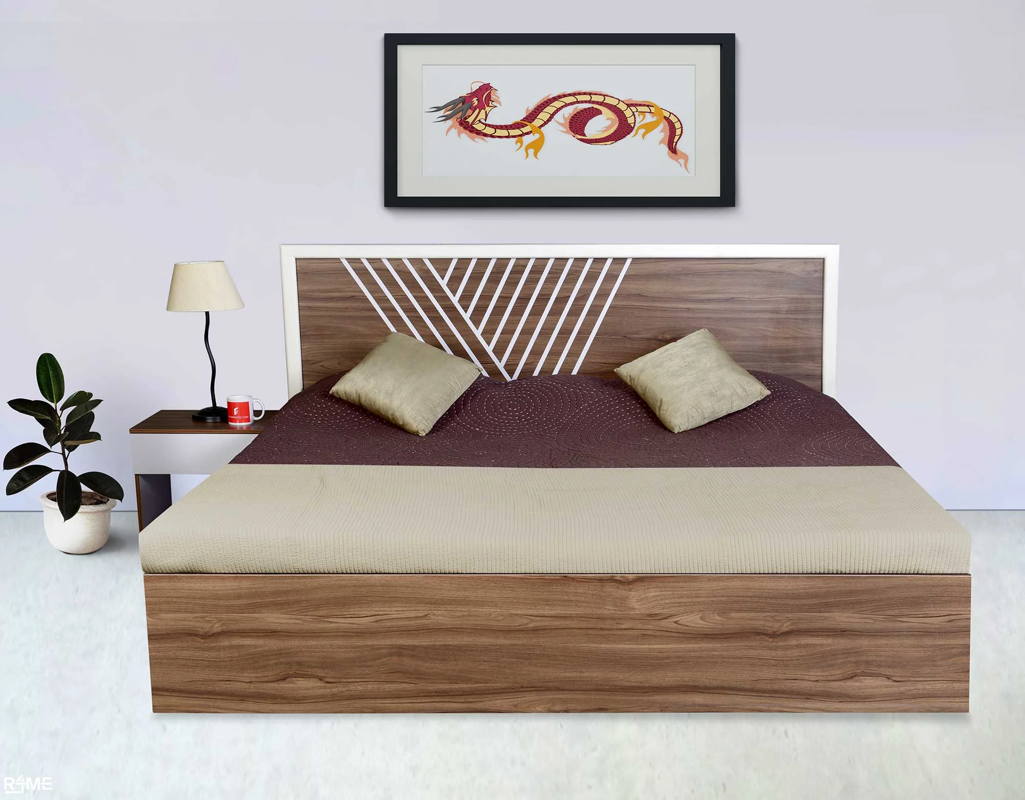 Eden King size  Bed with Mattress and Side table