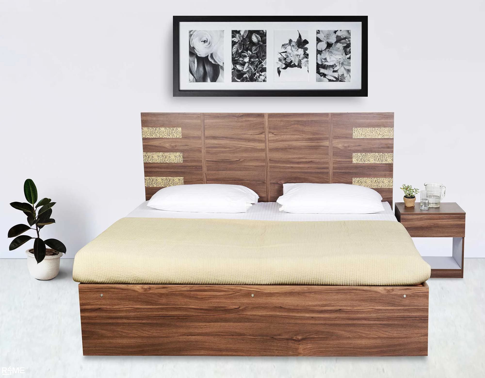 Fable King size  Bed with Mattress and Side table