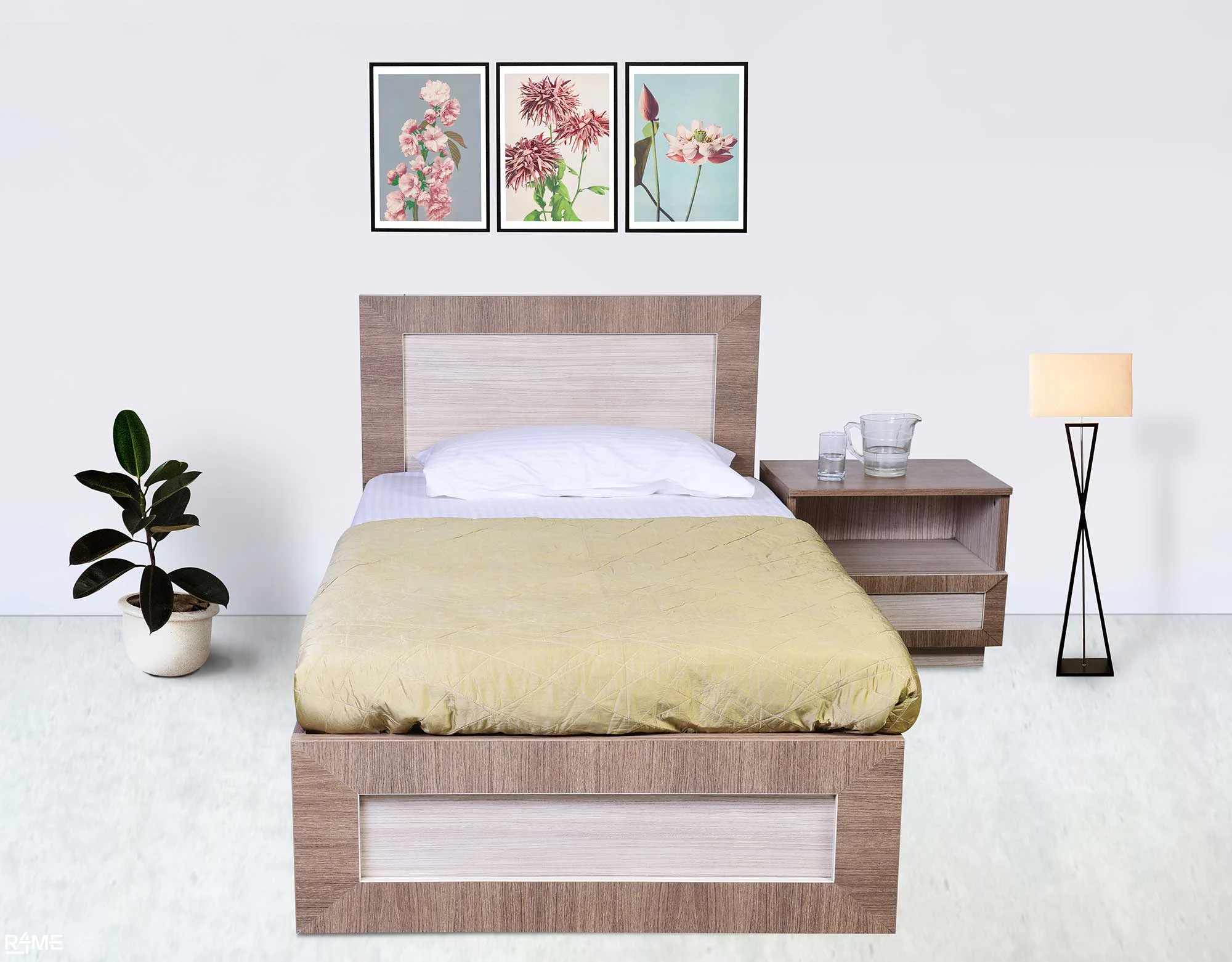 Forest Single Bed With Mattress And Side Table