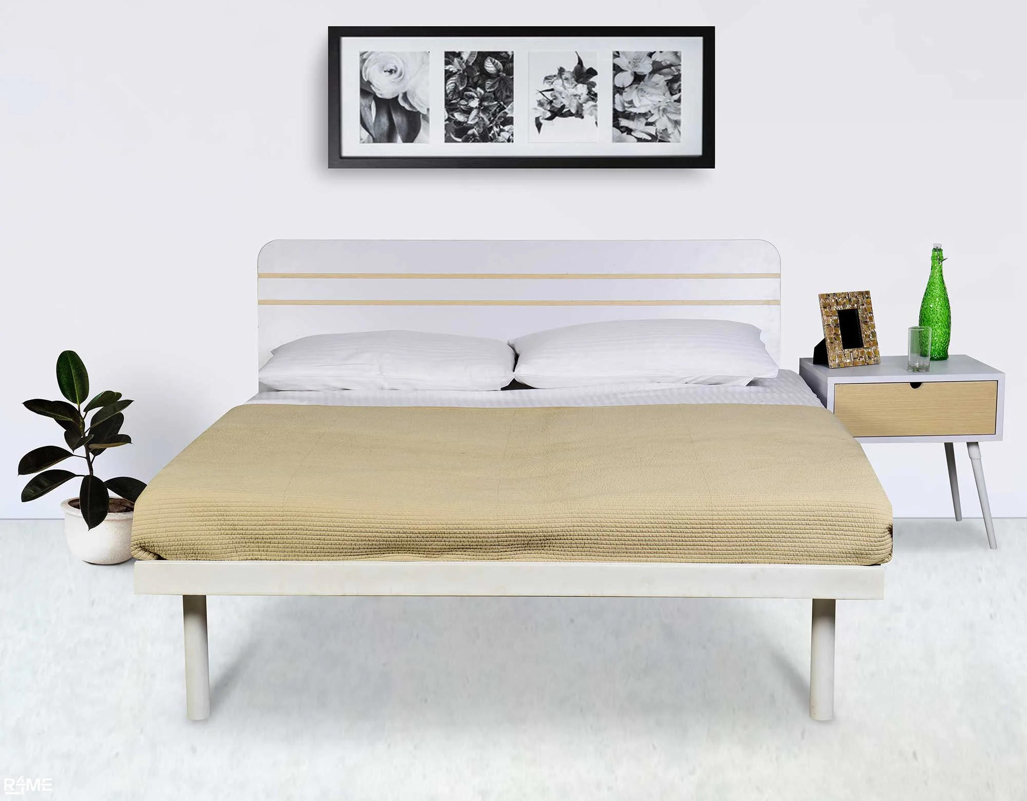Lumo Queen Size Bed With Mattress and Side Table