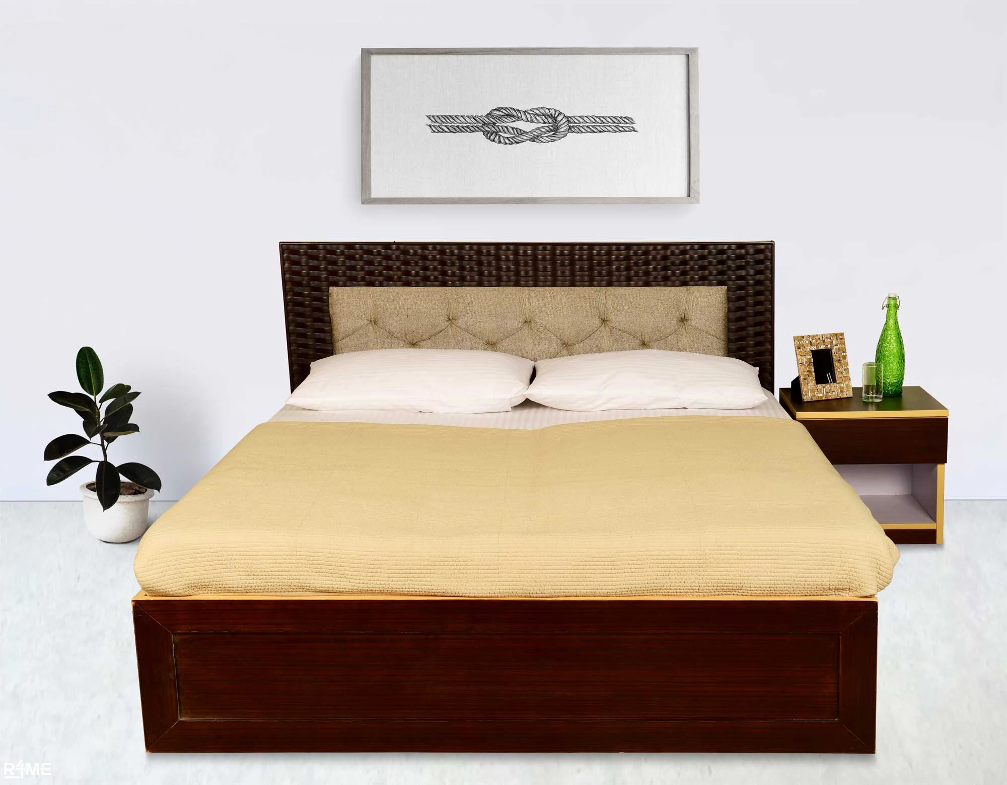 Onyx King size Double bed with mattress and side table