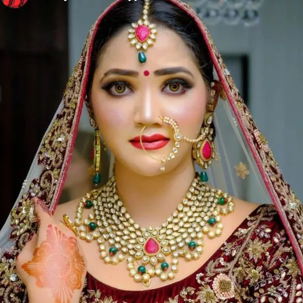 Pink Green and Golden Kundan Jewellery Set on rent