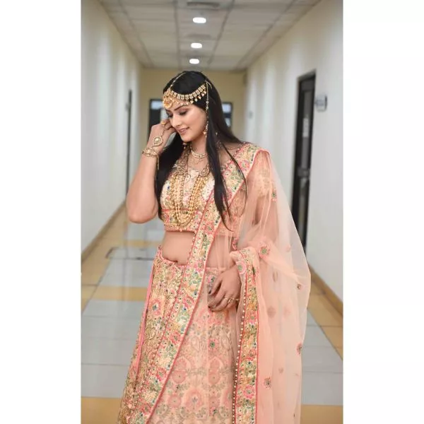 Pastel Color Lehenga Set with Net Dupatta on rent