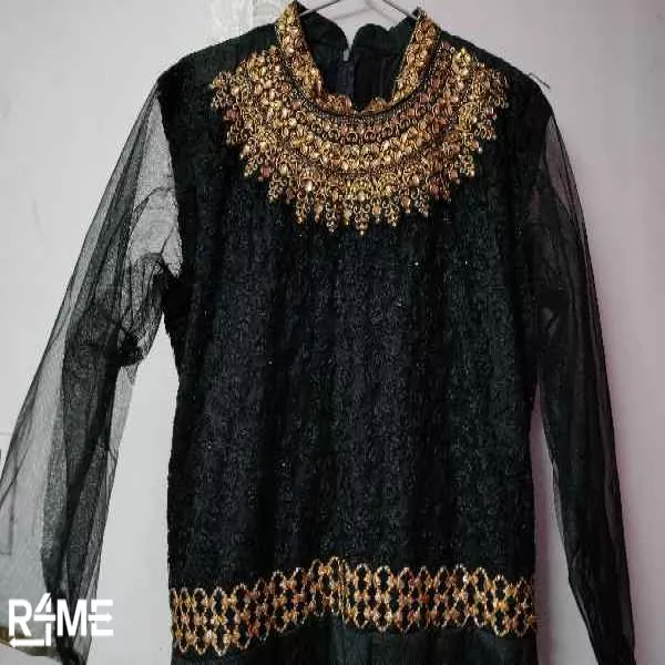 Black Anarkali Party Gown on rent