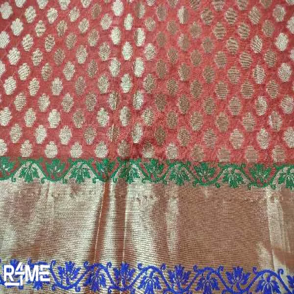 Orange Party Wear Saree on rent