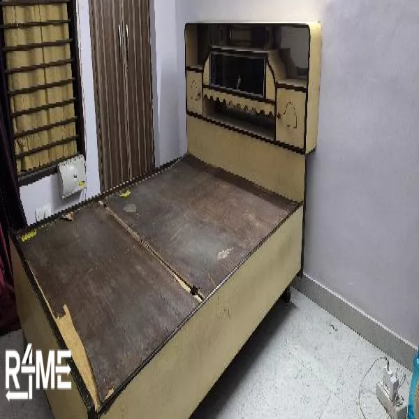 Diwan Bed, King size with Headboard Storage - Teak Wood Box Bed on rent