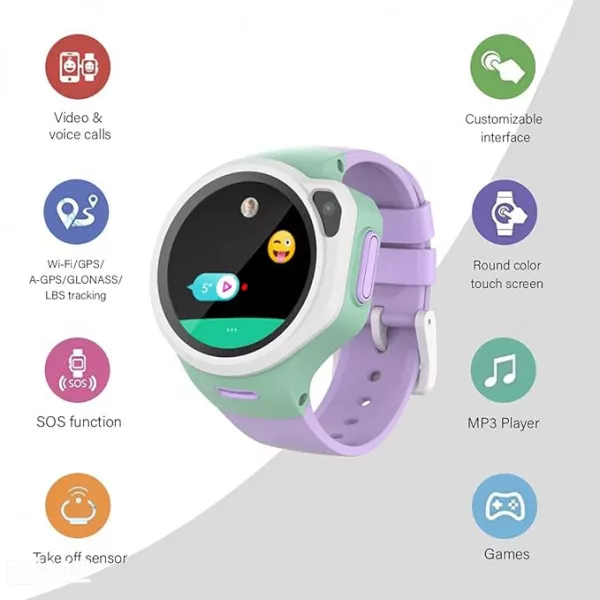 WatchOut Wearables Next-Gen Kids Smartwatch with 4G Video Call, Music, Games, Anti-Theft and Parental Control (Lavender Purple) on rent