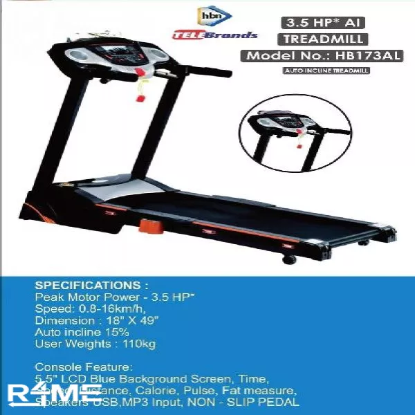 3.5 HP Auto Incline Treadmill on rent