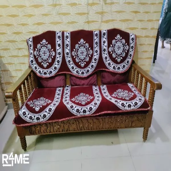 Teak Sofa With Cushion Covers on rent