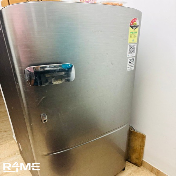 SAMSUNG Stylish Grande 183 Litres3 Star Direct Cool Single Door Refrigerator with Anti Bacterial Gasket (RR20C2Y23S8/HL, Elegant Inox) on rent