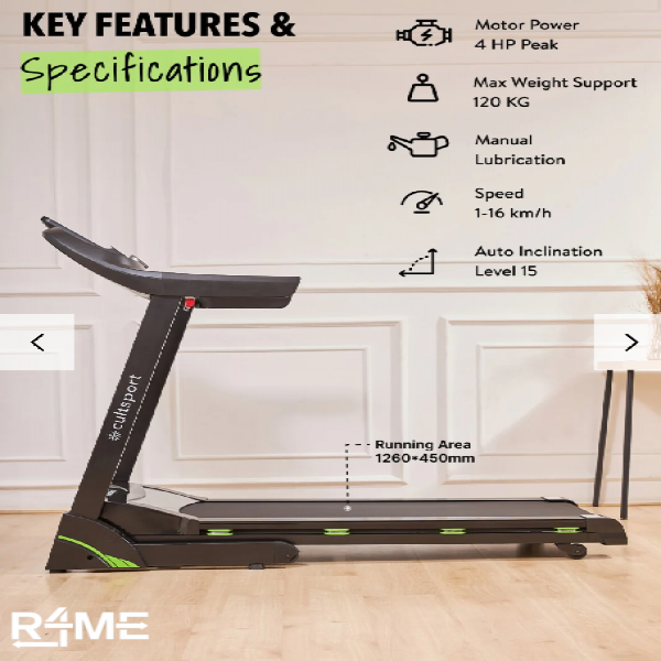 CULTSPORT - Smartrun c2: Bluetooth enabled treadmill with 15-level auto incline Size: ALL on rent