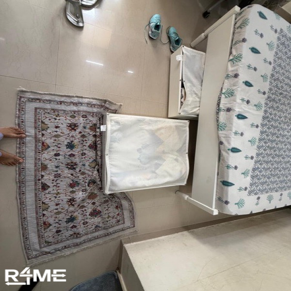 king Size pure white Ikea Bed with mattress with storage on rent