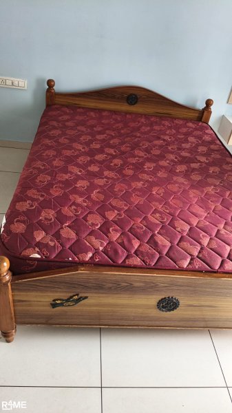 Queen size bed with mattress on rent