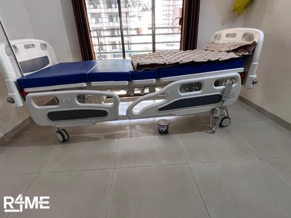5 function hospital bed with mattress on rent