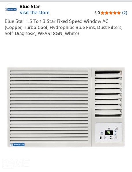 blue star 1.5 tonne window AC on rent