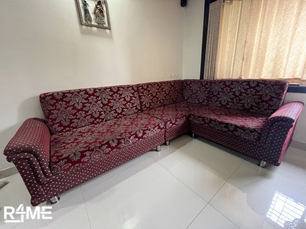 maroon L shape large sofa on rent