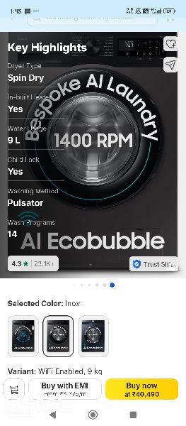 Washing machine on rent on rent