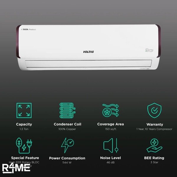 voltas 5 star inverter AC 1.3 T on rent