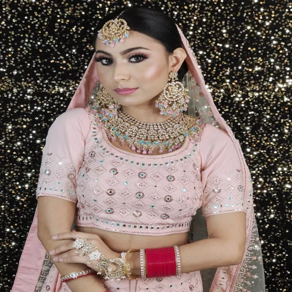 Pink Embroidery lehenga on rent